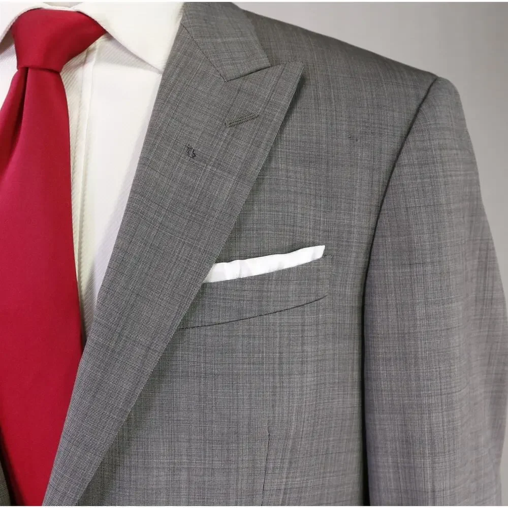 John Varvatos Gray Tic Woven Peak Lapel 2-Btn Wool Suit 42R